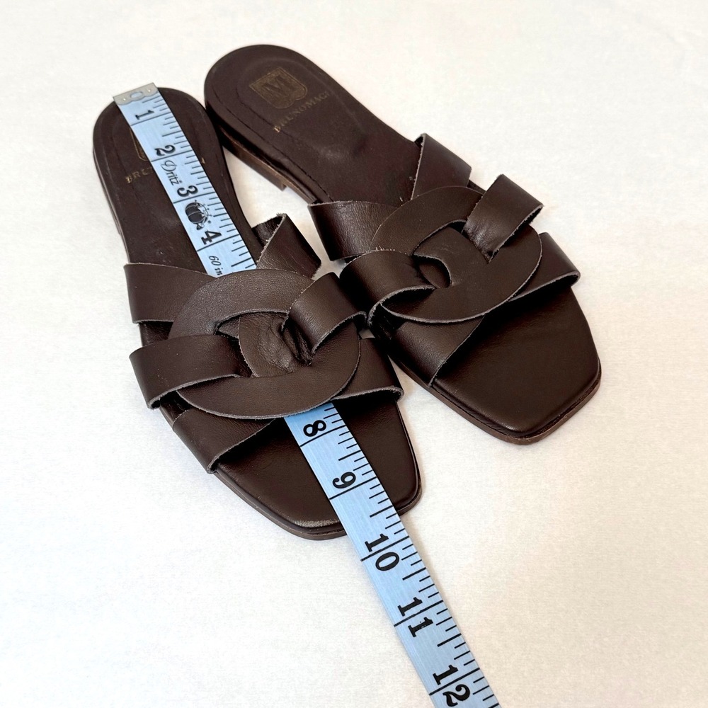 Bruno Magli Sz 6, 36.5 Alessia leather slides sandals in chocolate brown $298